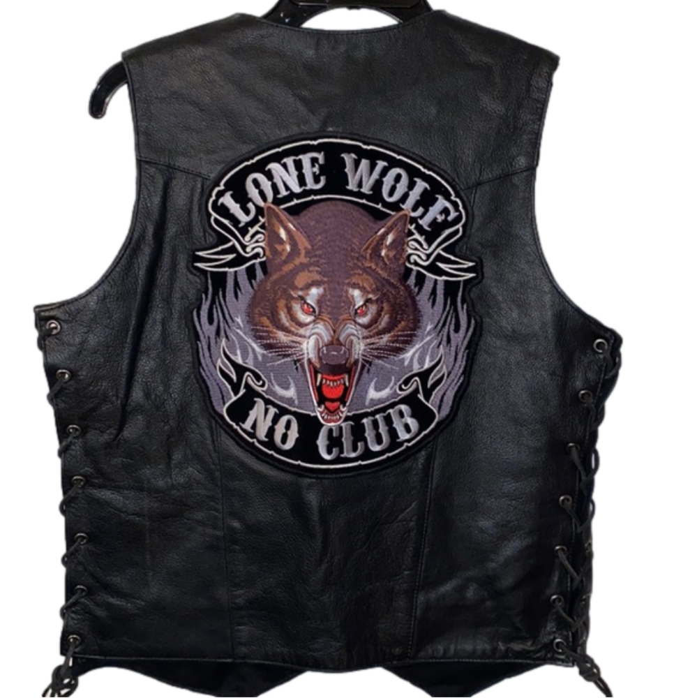 NWT Leather Biker Wolf Vest